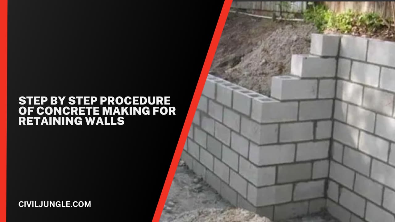 Step by Step Procedure of Concrete Making for Retaining Walls