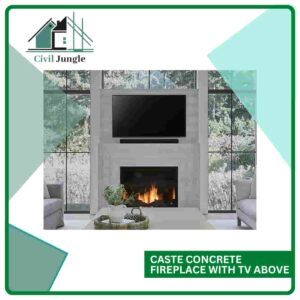 Caste Concrete Fireplace With TV Above