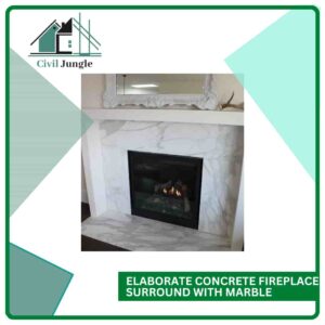 Elaborate Concrete Fireplace Surround With Marble