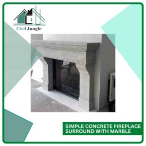 Simple Concrete Fireplace Surround With Marble