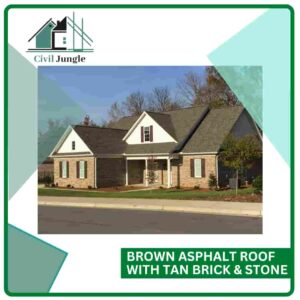 Brown Asphalt Roof With Tan Brick & Stone