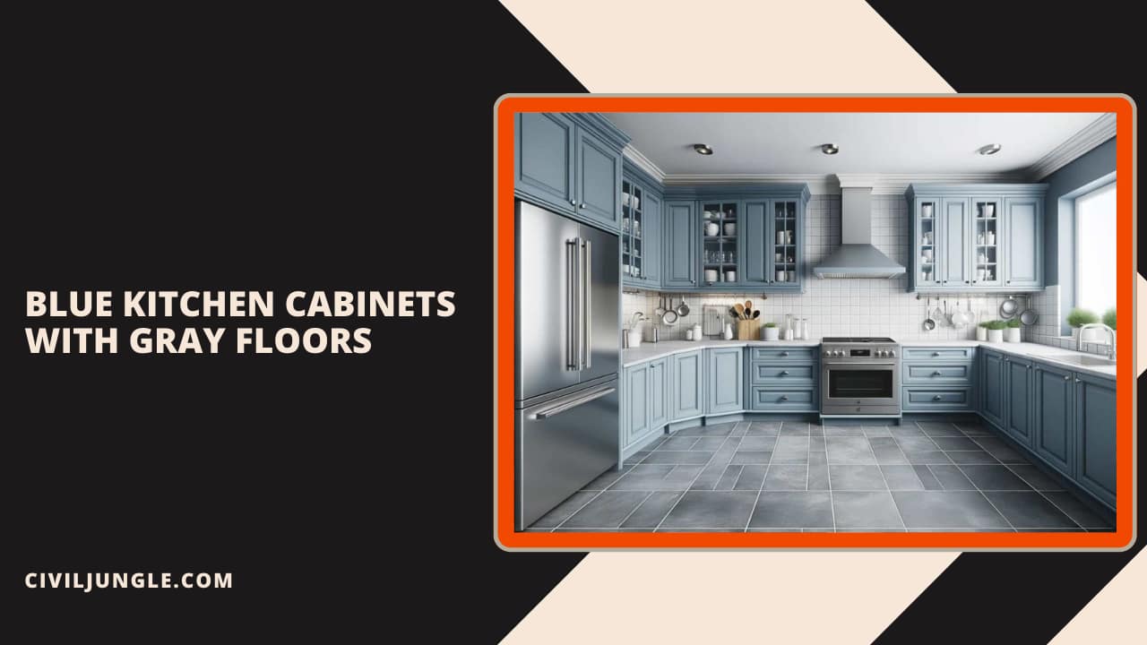 Blue Kitchen Cabinets with Gray Floors